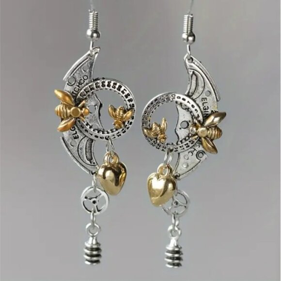 d'Vine Products Jewelry - Steampunk Gear Design Retro Bohemian  Dangle Earrings